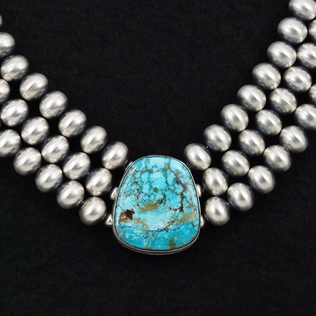 Alice Johnson Turquoise & Sterling Silver Navajo Pearl Necklace