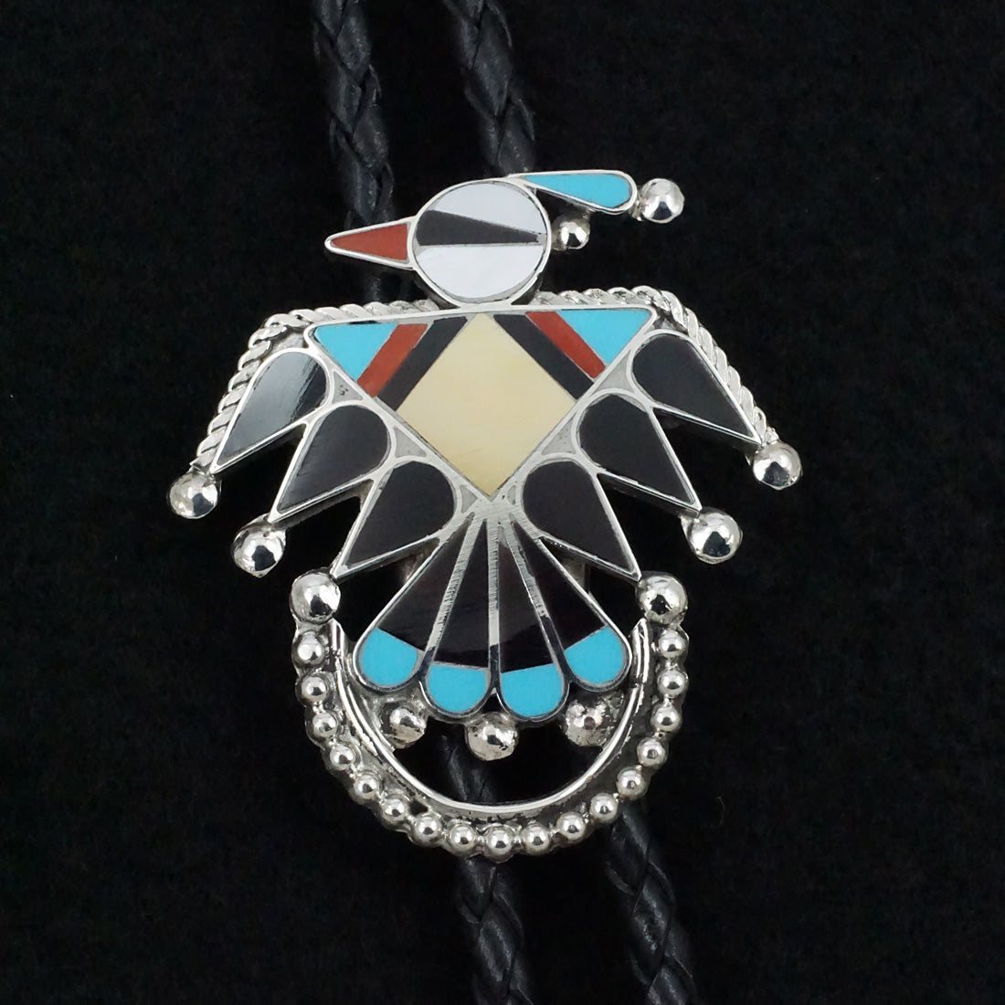 Adrian Wallace Multi-Stone & Sterling Silver Bolo Tie