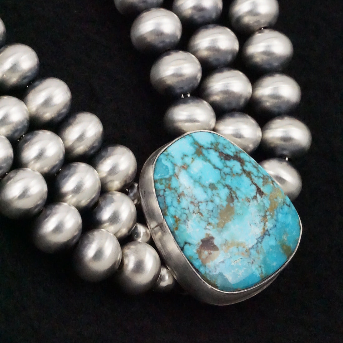 Alice Johnson Turquoise & Sterling Silver Navajo Pearl Necklace