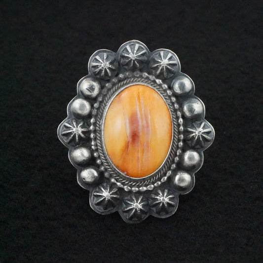 Randy Boyd Spiny Oyster & Sterling Silver Ring Adjustable