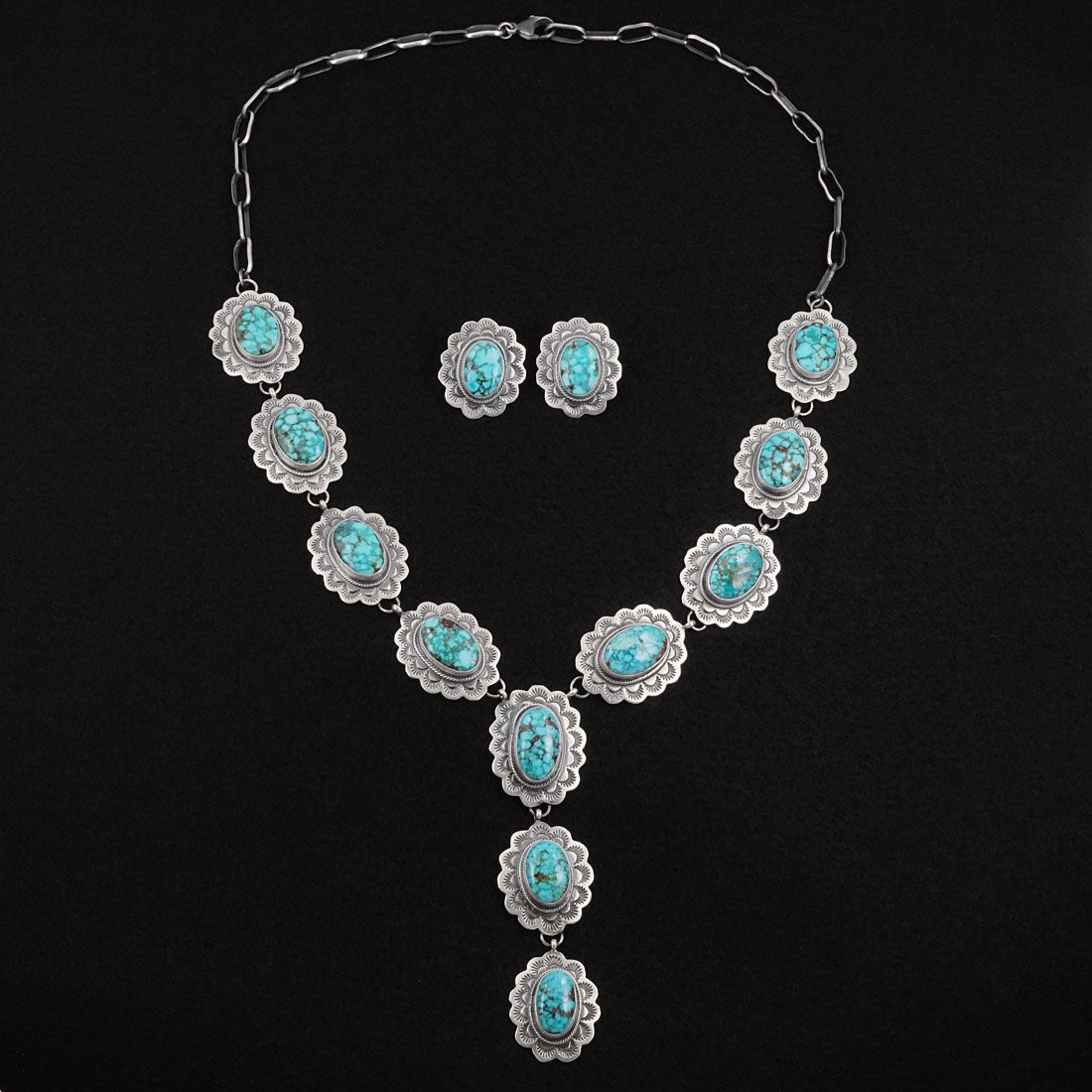 Bob Becenti Turquoise & Sterling Silver Necklace Set