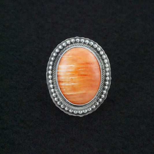 Randy Boyd Spiny Oyster & Sterling Silver Ring Adjustable