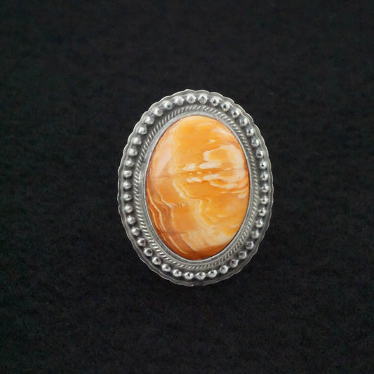 Randy Boyd Spiny Oyster & Sterling Silver Ring Adjustable
