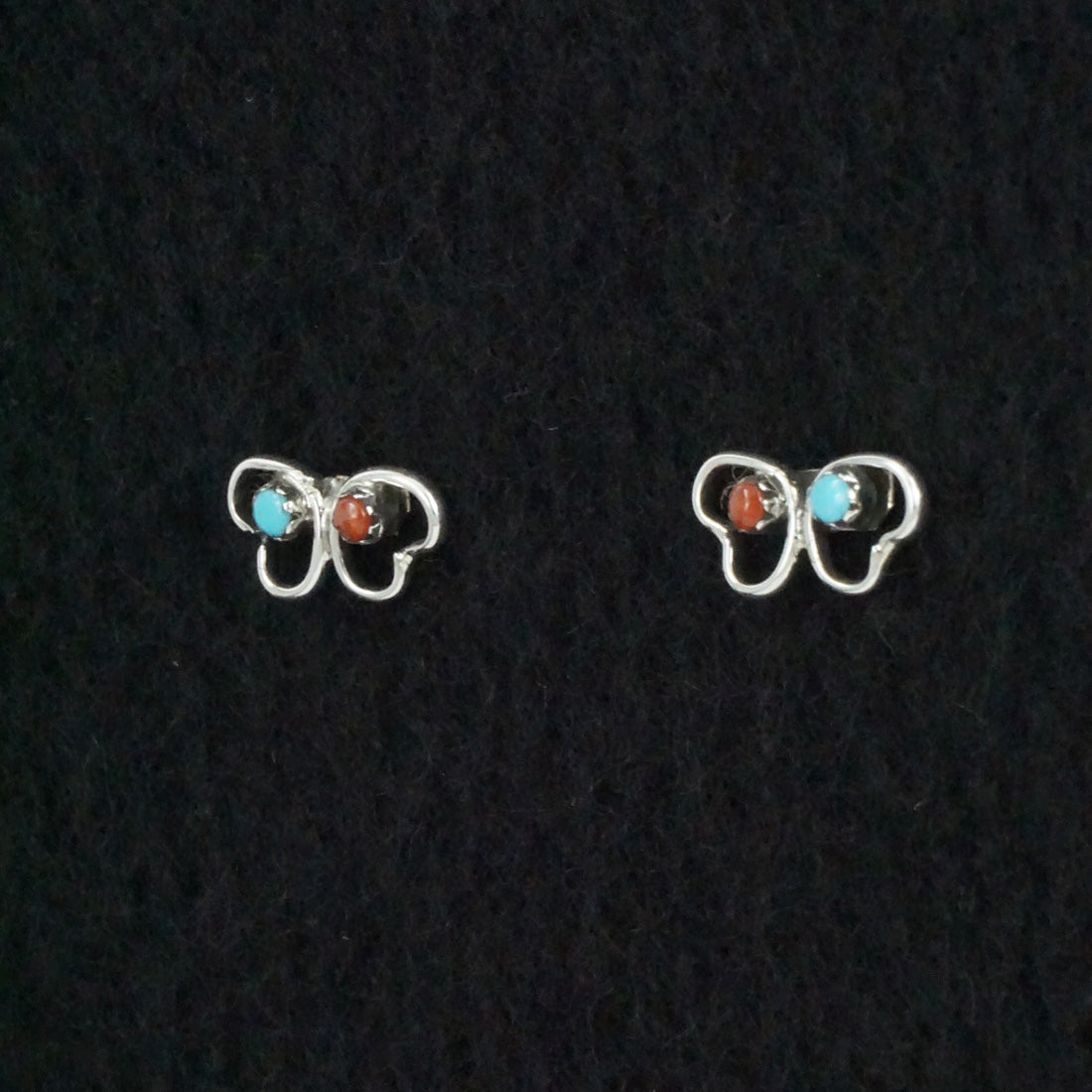 Dorothy Natachu Coral, Turquoise & Sterling Silver Earrings