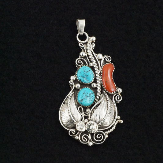 Martin Muskett Turquoise, Coral & Sterling Silver Pendant