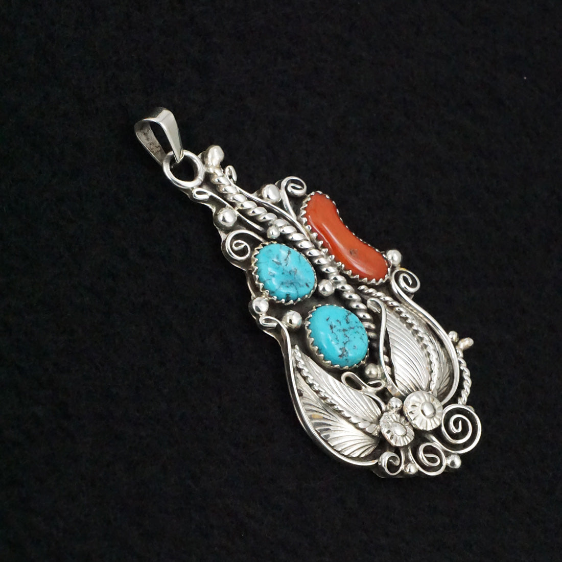 Martin Muskett Turquoise, Coral & Sterling Silver Pendant