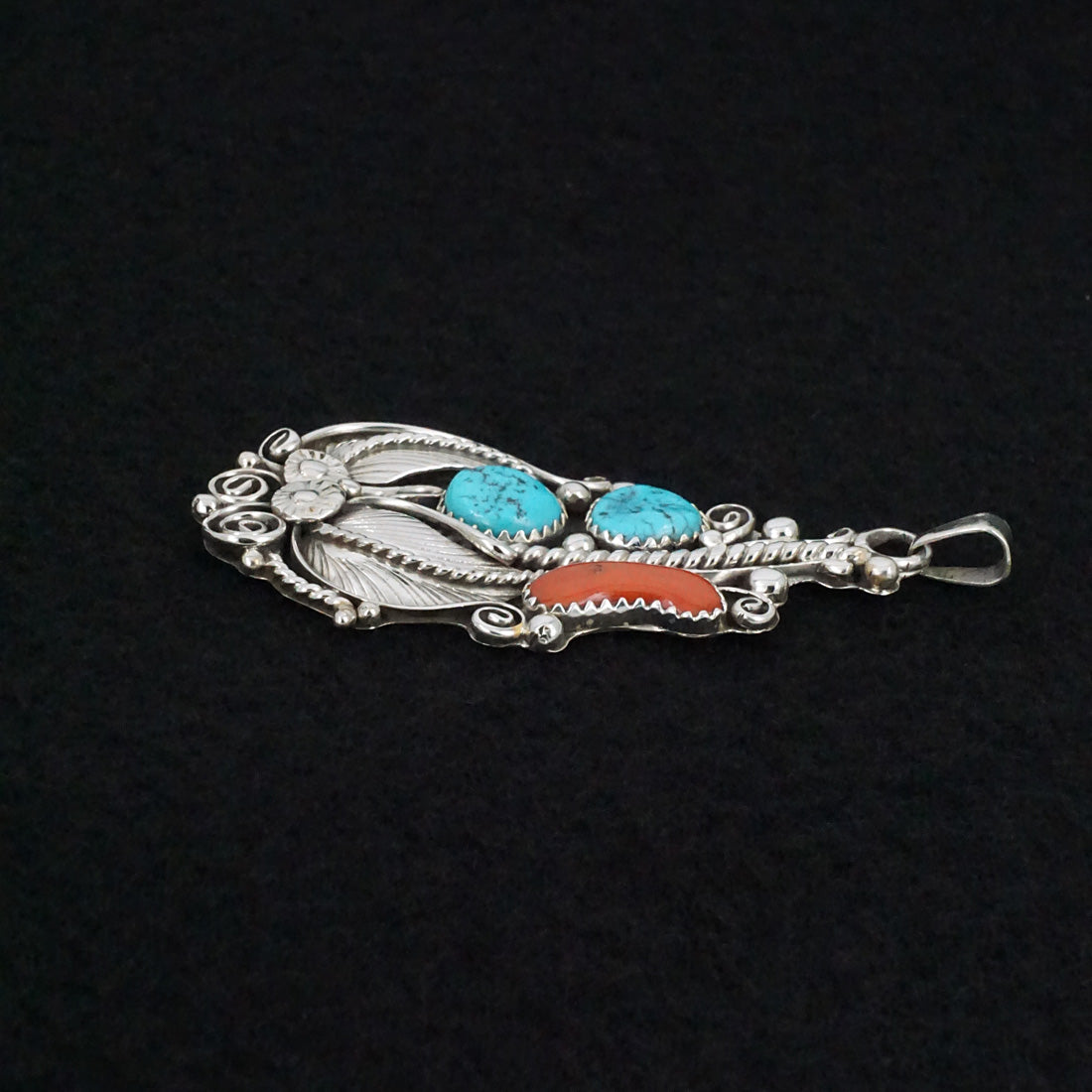 Martin Muskett Turquoise, Coral & Sterling Silver Pendant