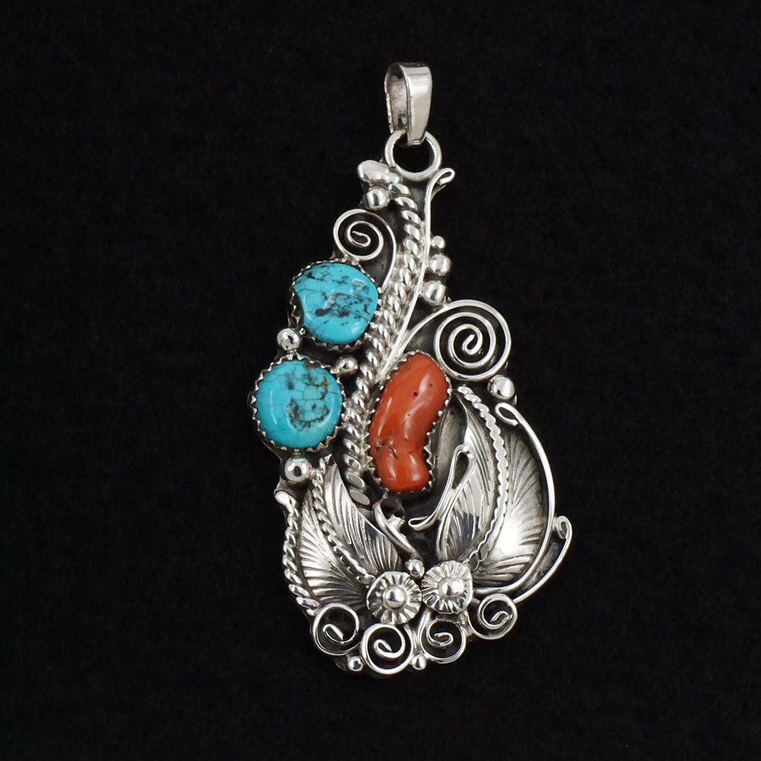 Martin Muskett Turquoise, Coral & Sterling Silver Pendant