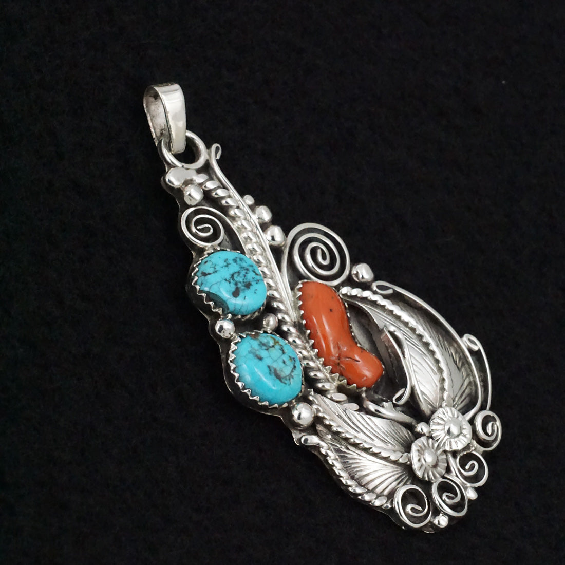 Martin Muskett Turquoise, Coral & Sterling Silver Pendant