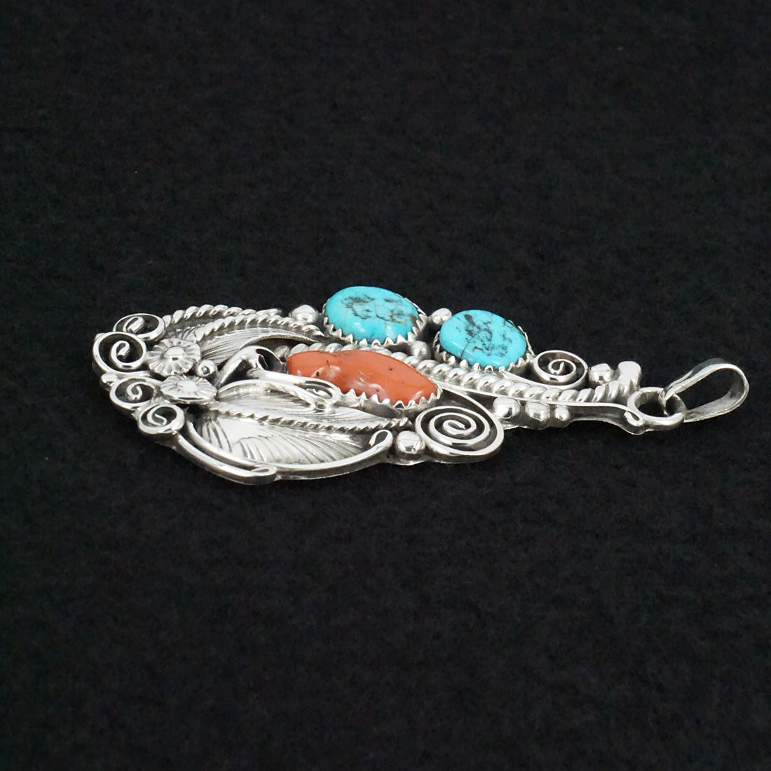 Martin Muskett Turquoise, Coral & Sterling Silver Pendant