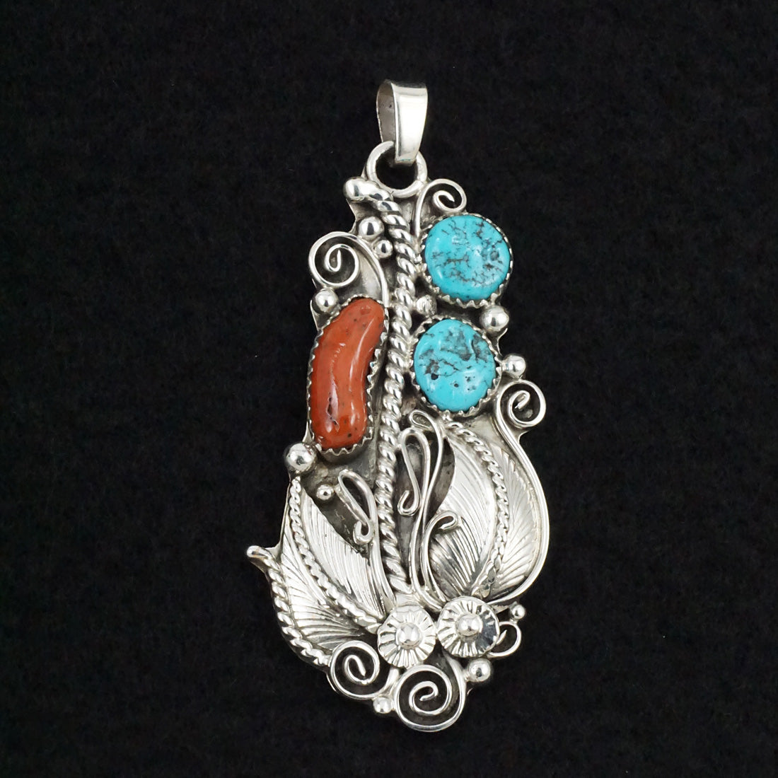 Martin Muskett Turquoise, Coral & Sterling Silver Pendant