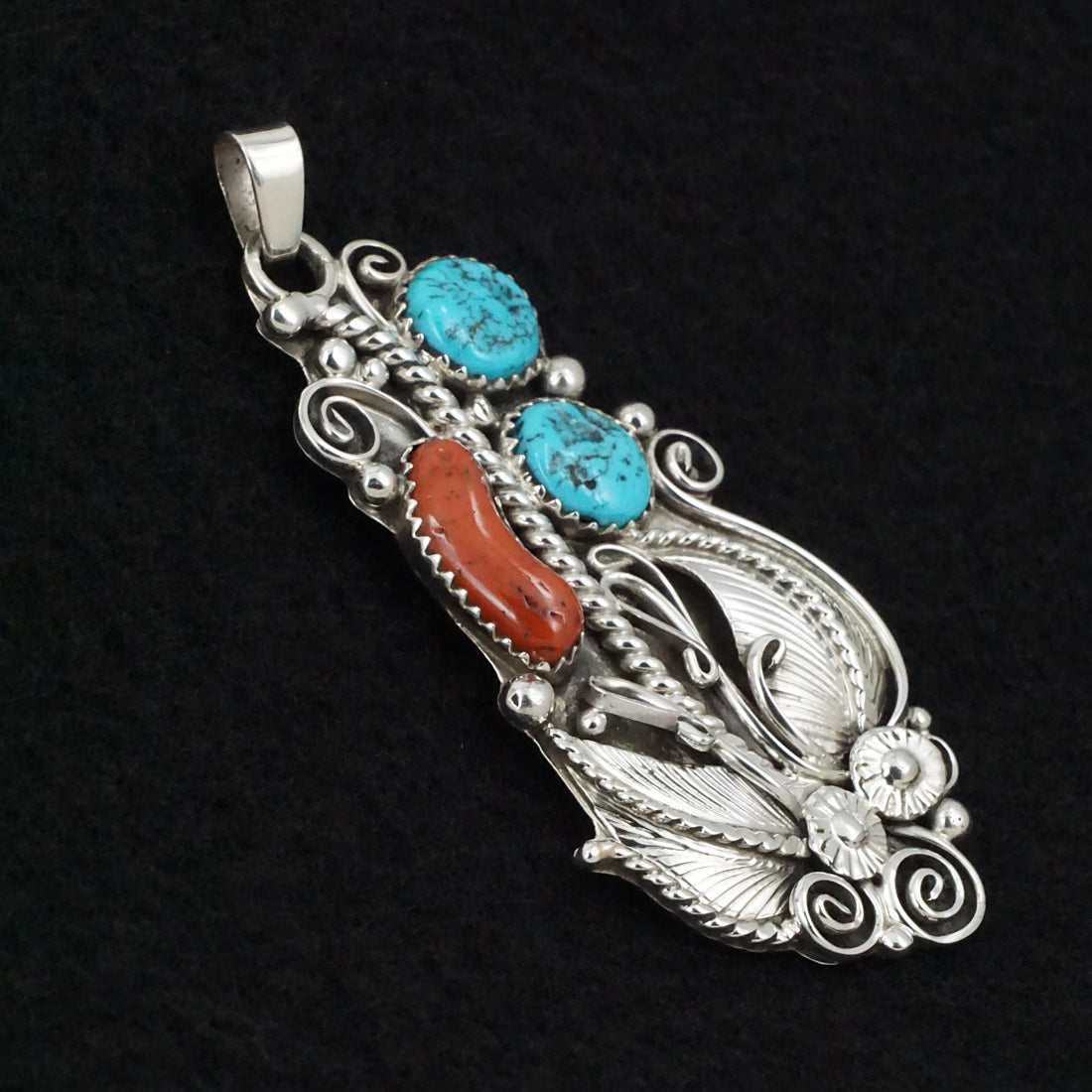 Martin Muskett Turquoise, Coral & Sterling Silver Pendant