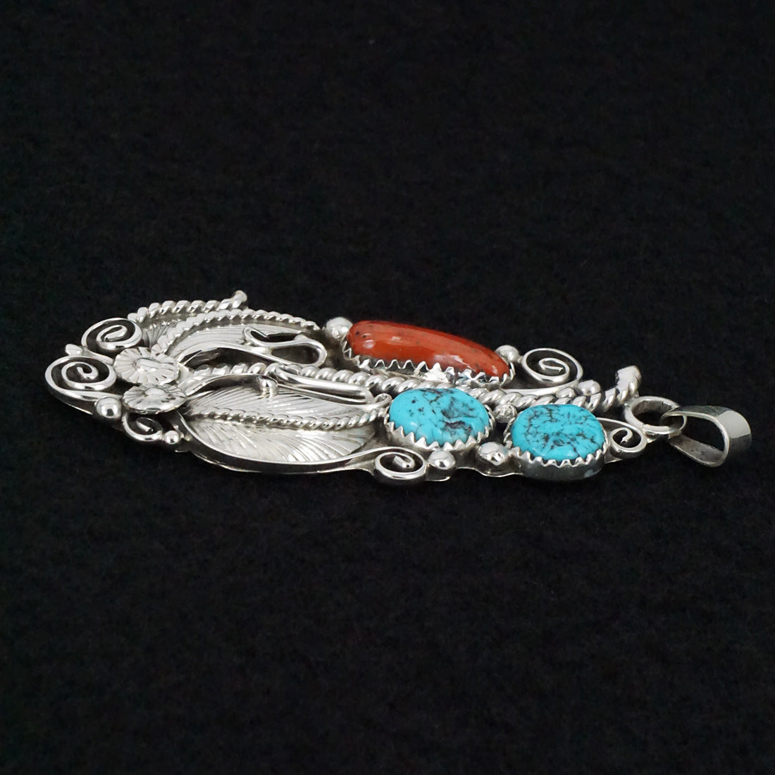 Martin Muskett Turquoise, Coral & Sterling Silver Pendant