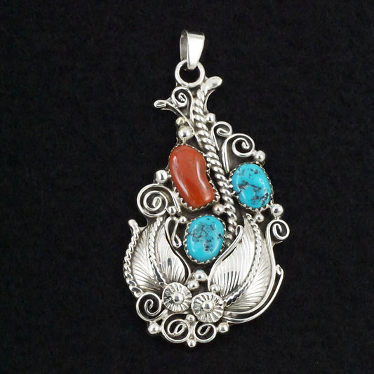 Martin Muskett Turquoise, Coral & Sterling Silver Pendant