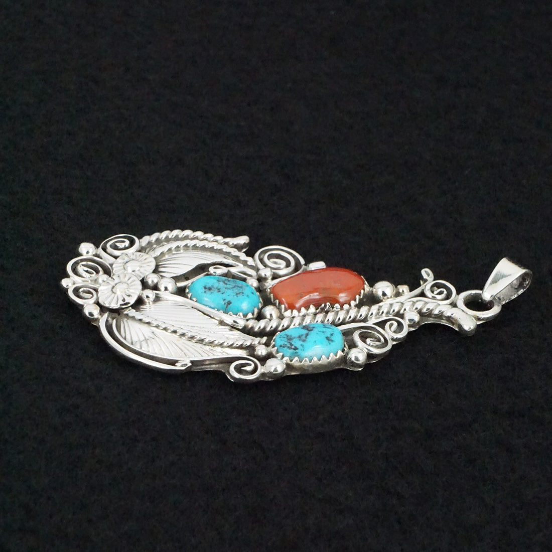 Martin Muskett Turquoise, Coral & Sterling Silver Pendant