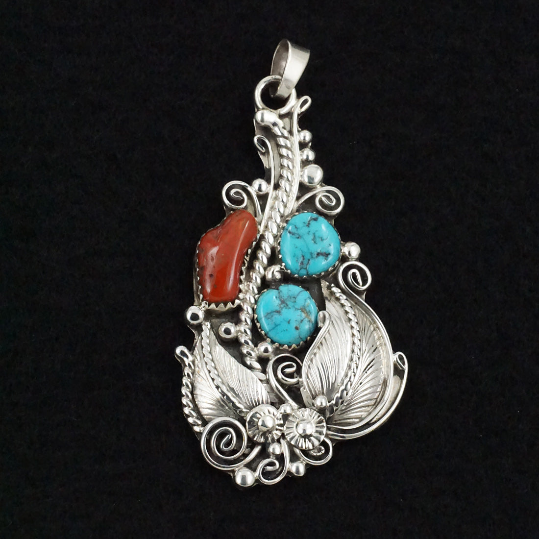 Martin Muskett Turquoise, Coral & Sterling Silver Pendant