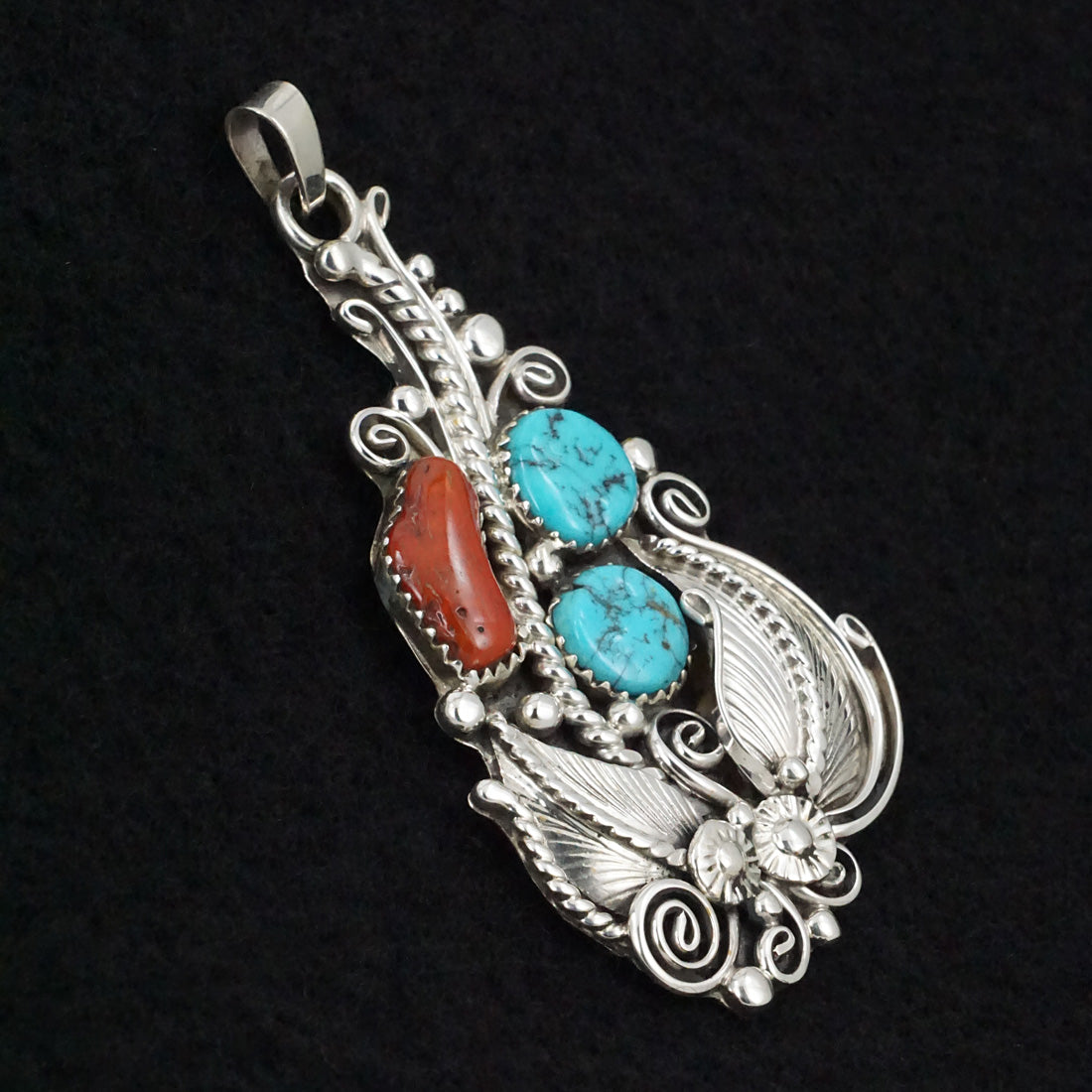 Martin Muskett Turquoise, Coral & Sterling Silver Pendant