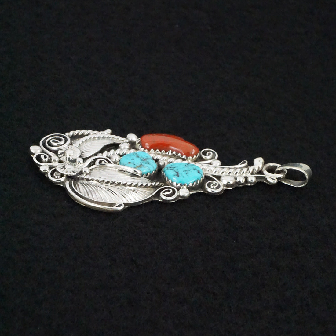 Martin Muskett Turquoise, Coral & Sterling Silver Pendant