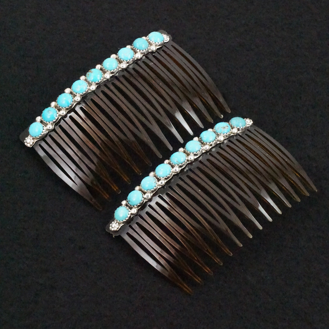 Martin Muskett Turquoise & Sterling Silver Hair Combs