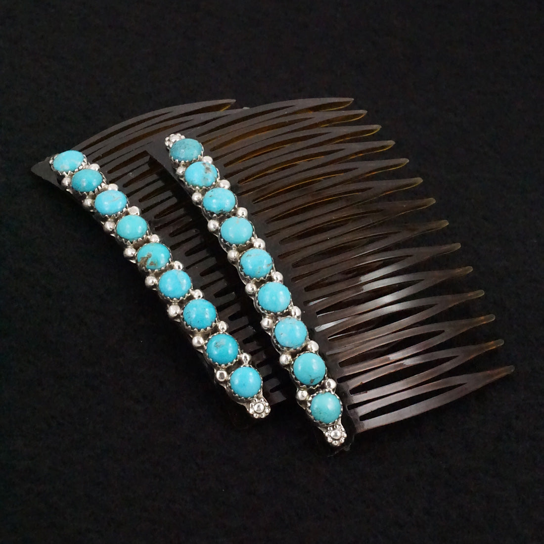 Martin Muskett Turquoise & Sterling Silver Hair Combs