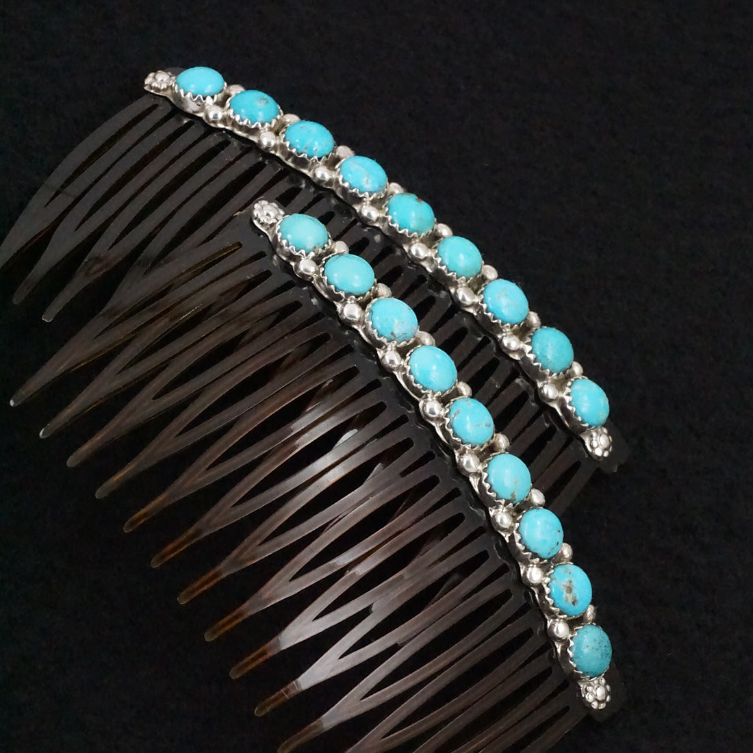 Martin Muskett Turquoise & Sterling Silver Hair Combs