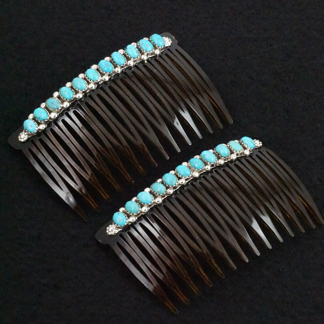 Martin Muskett Turquoise & Sterling Silver Hair Combs