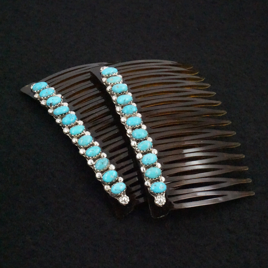 Martin Muskett Turquoise & Sterling Silver Hair Combs