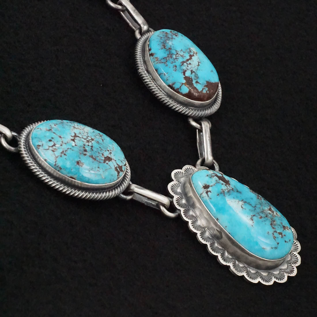 Mark Yazzie Turquoise & Sterling Silver Necklace Set