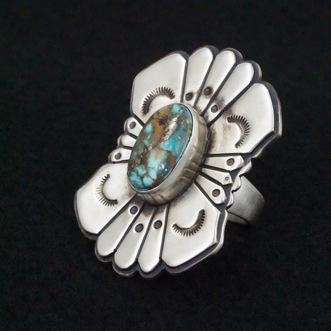 Marita Benally Turquoise & Sterling Silver Ring Size 8