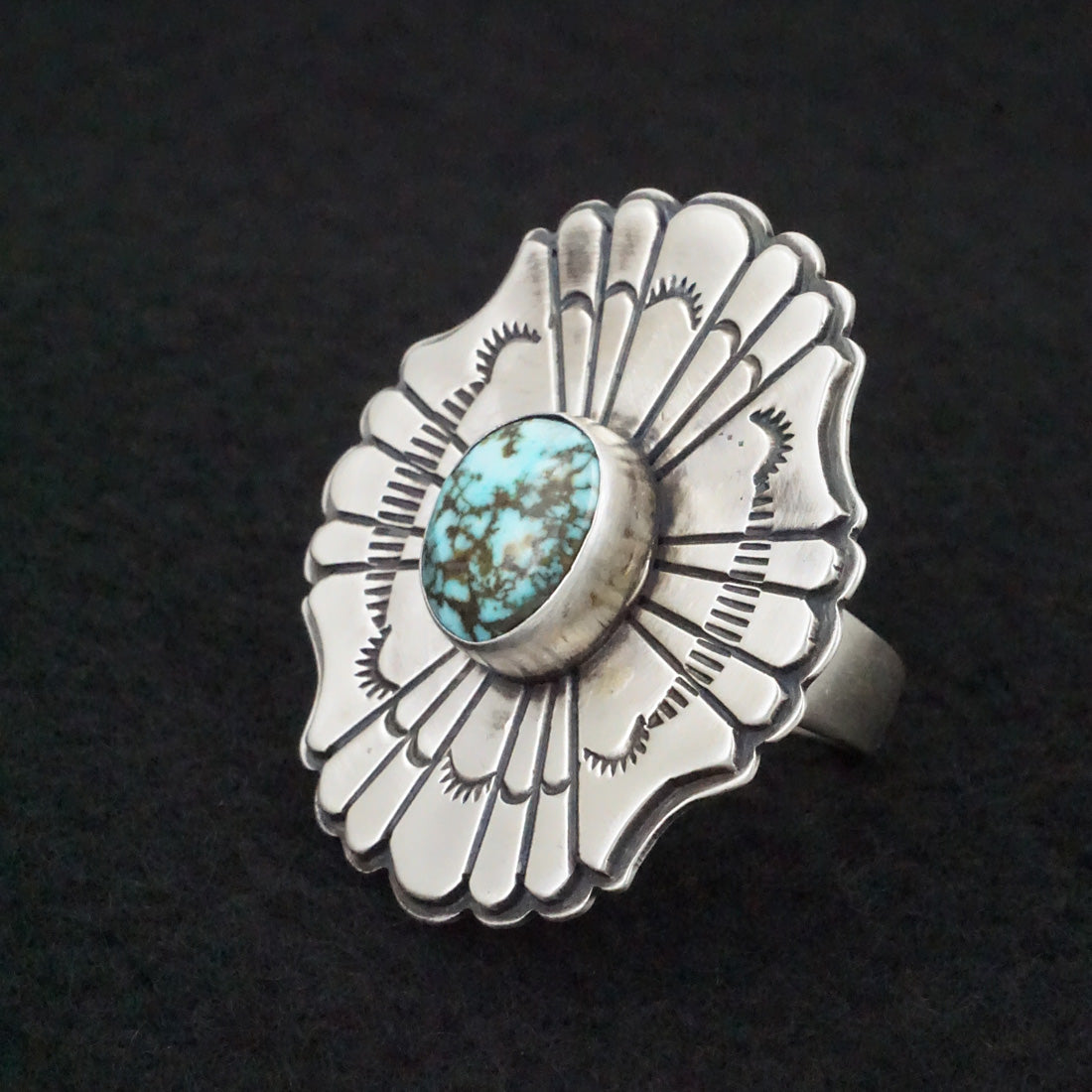 Marita Benally Turquoise & Sterling Silver Ring Size 8