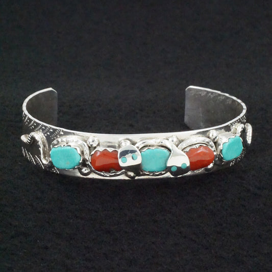 Joy Calavaza Coral, Turquoise & Sterling Silver Bracelet