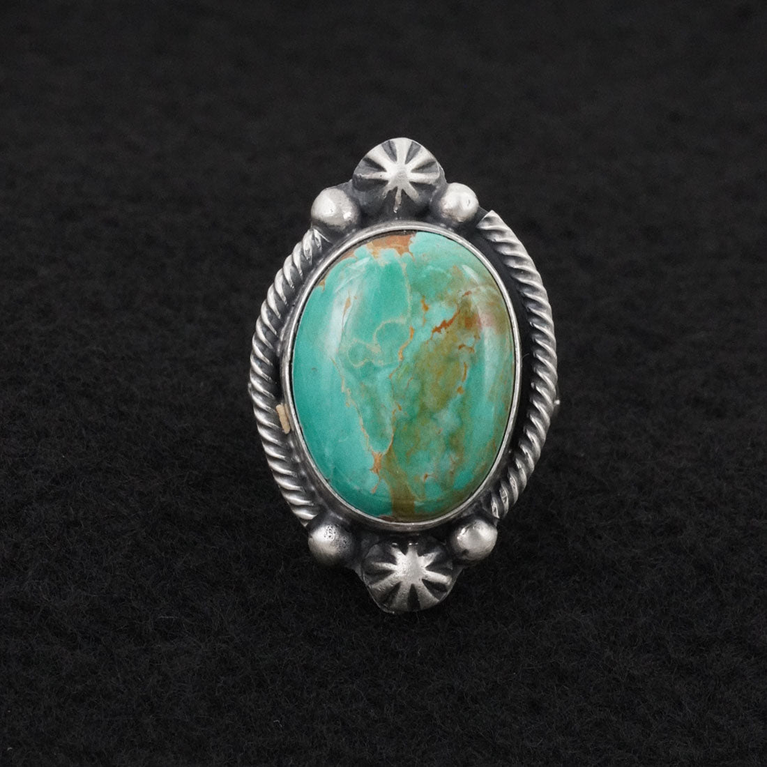 Bobby Johnson Turquoise & Sterling Silver Ring Sz. 8.5