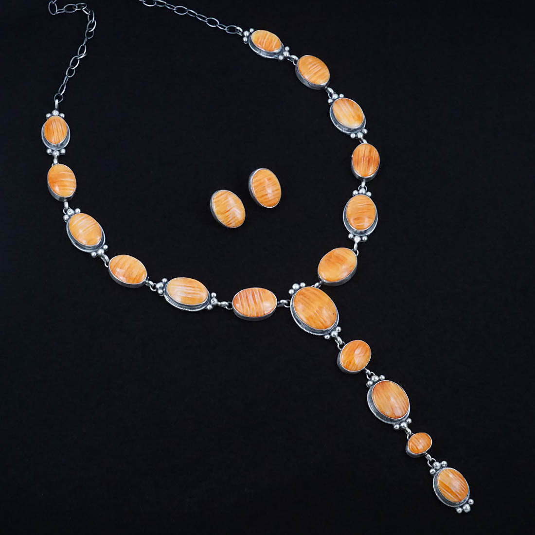 Kathleen Livingston Spiny Oyster & Sterling Silver Necklace Set