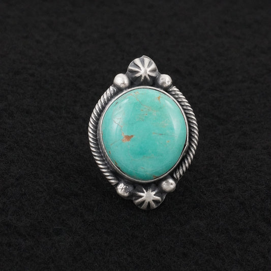 Bobby Johnson Turquoise & Sterling Silver Ring Sz. 7.5