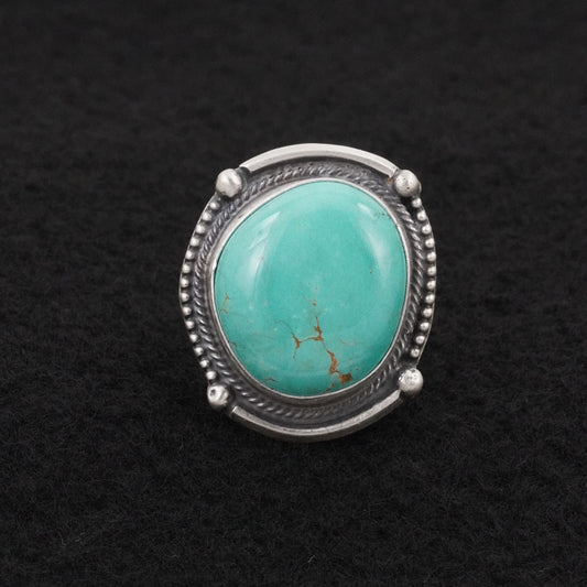 Bobby Johnson Turquoise & Sterling Silver Ring Sz. 9