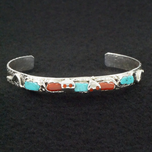 Joy Calavaza Coral, Turquoise & Sterling Silver Bracelet