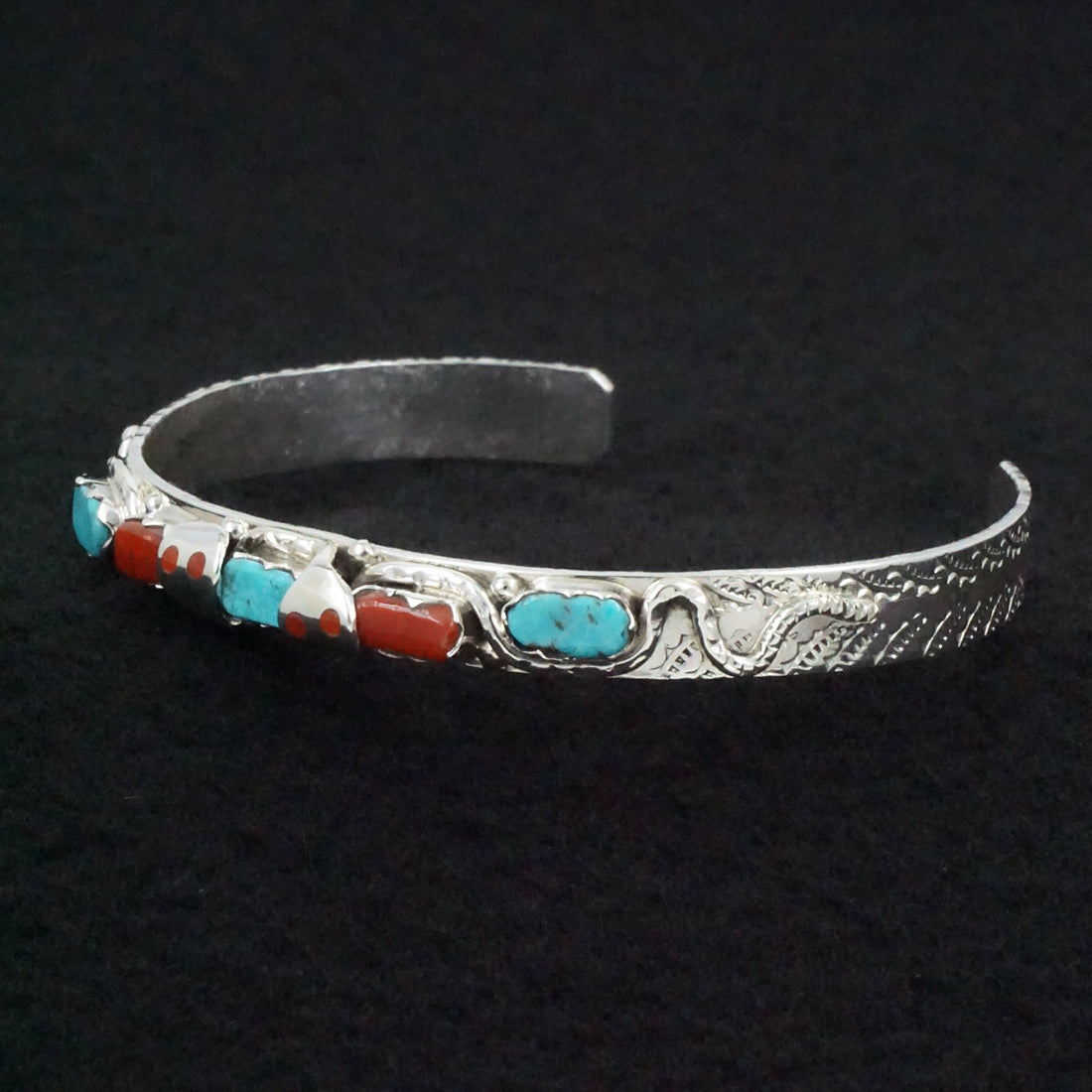 Joy Calavaza Coral, Turquoise & Sterling Silver Bracelet