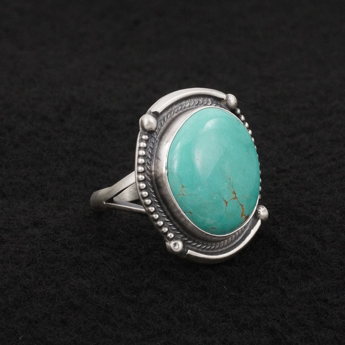 Bobby Johnson Turquoise & Sterling Silver Ring Sz. 9