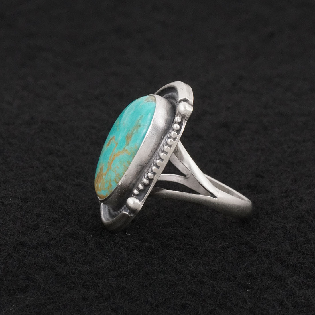 Bobby Johnson Turquoise & Sterling Silver Ring Sz. 8