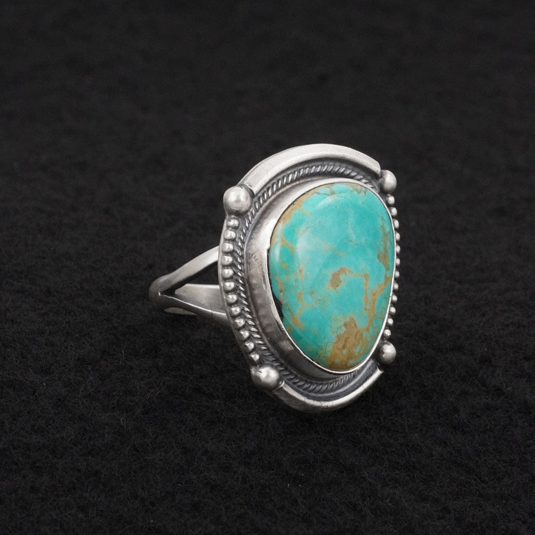 Bobby Johnson Turquoise & Sterling Silver Ring Sz. 8