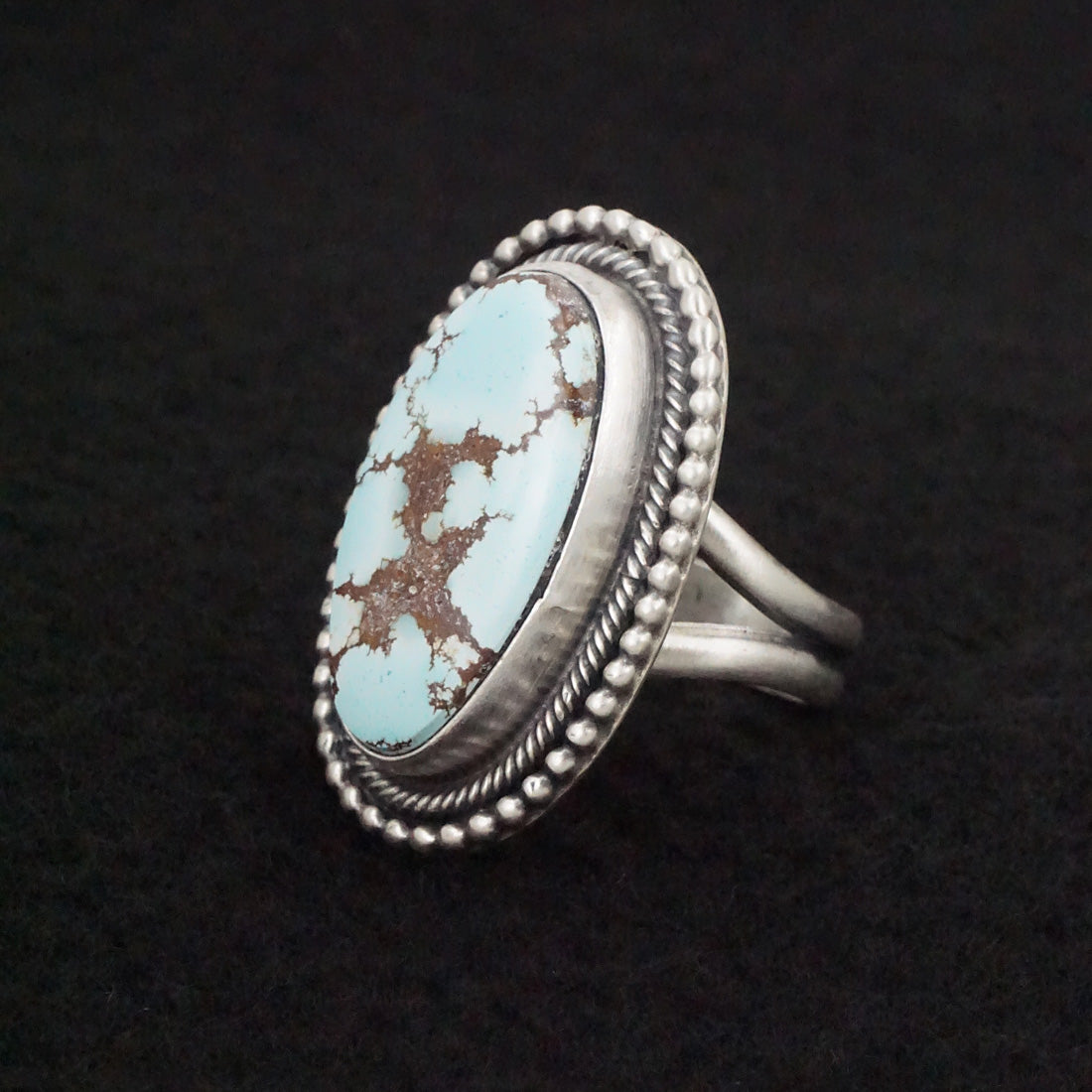 Bobby Johnson Turquoise & Sterling Silver Ring Size 8.5