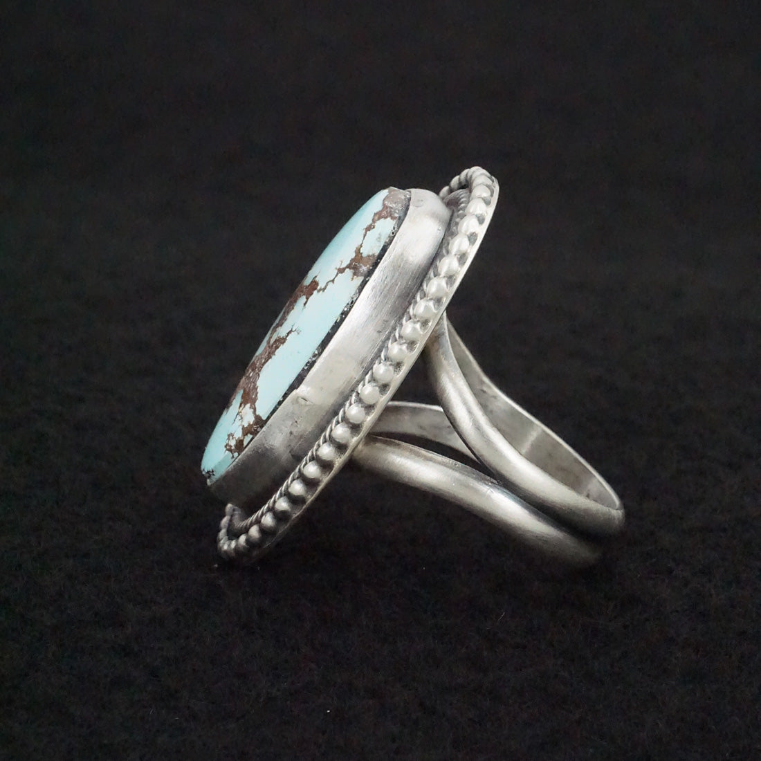 Bobby Johnson Turquoise & Sterling Silver Ring Size 8.5