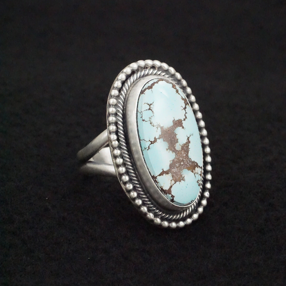 Bobby Johnson Turquoise & Sterling Silver Ring Size 8.5