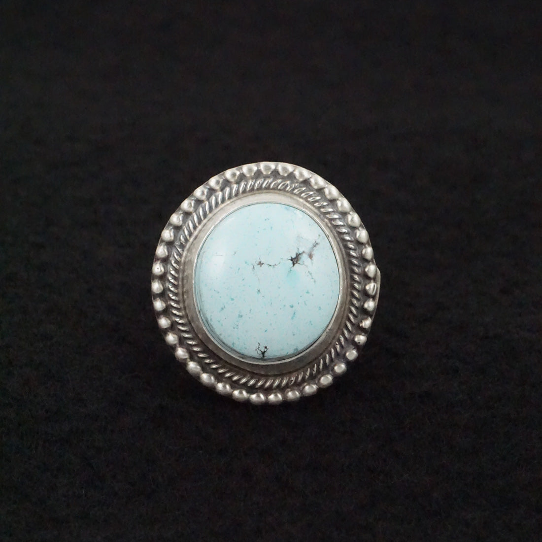 Bobby Johnson Turquoise & Sterling Silver Ring Size 7.5