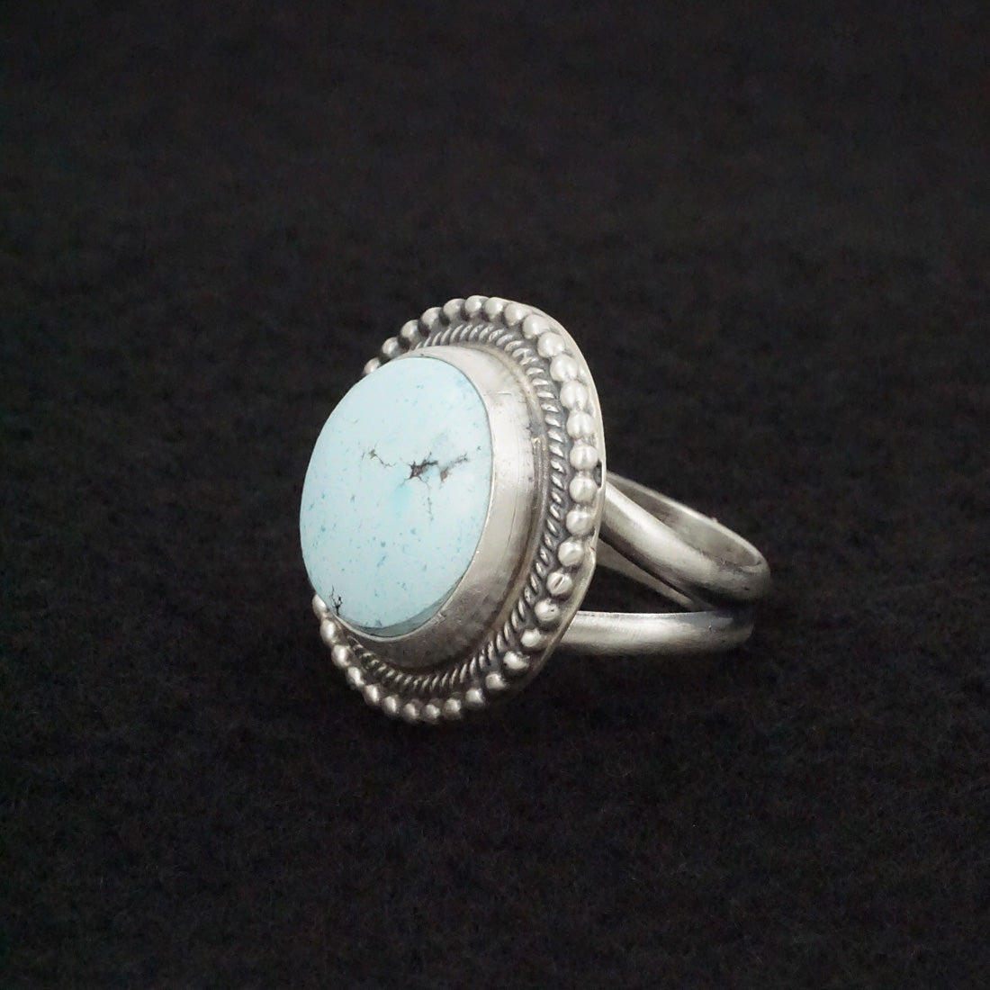 Bobby Johnson Turquoise & Sterling Silver Ring Size 7.5