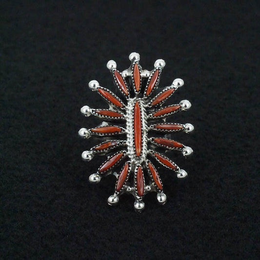 Jack Etsate Coral & Sterling Silver Ring Size 6