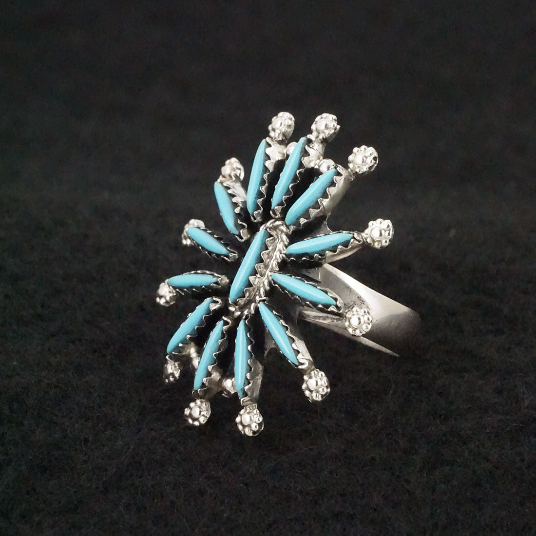 Jack Etsate Turquoise & Sterling Silver Ring Size 7