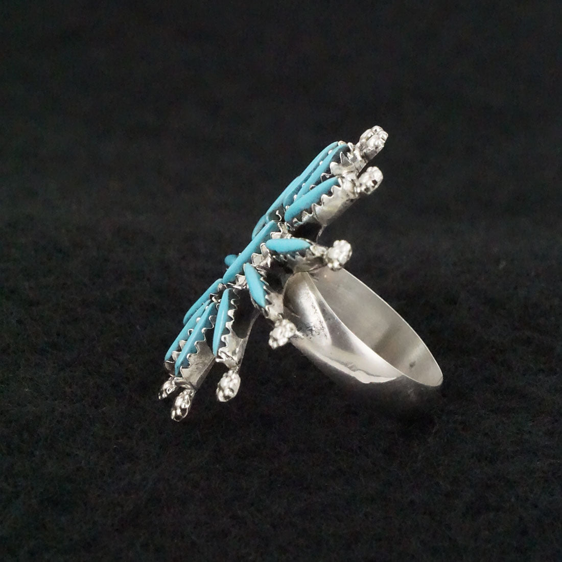 Jack Etsate Turquoise & Sterling Silver Ring Size 7