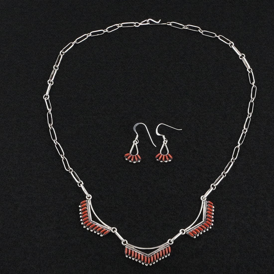 Mildred Ukestine Coral & Sterling Silver Necklace Set