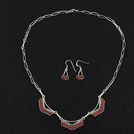 Mildred Ukestine Coral & Sterling Silver Necklace Set
